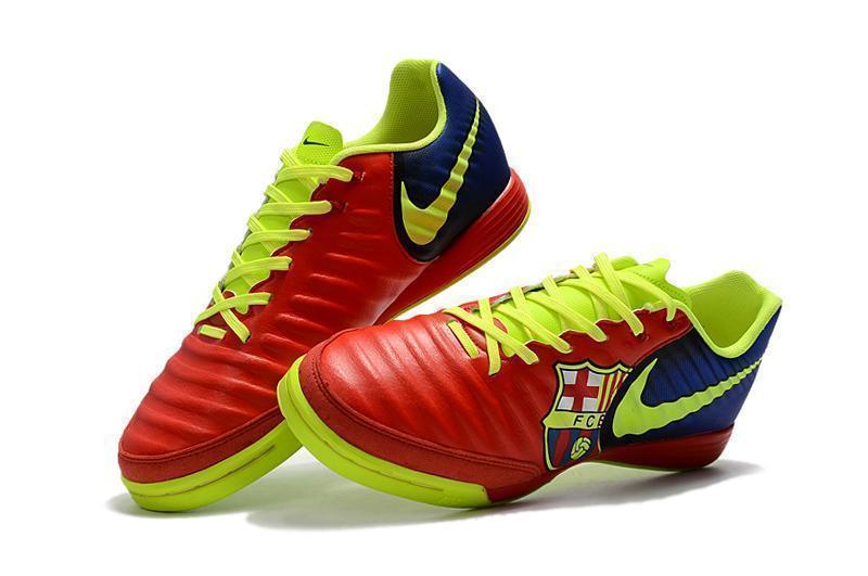 Nike TiempoX Ligera IV Barcelona IC Soccer Shoes Red Fluorescent Green