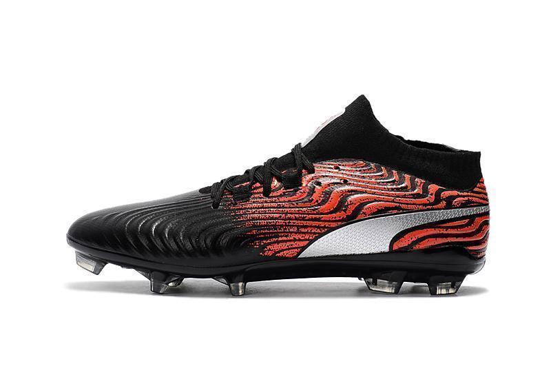 PUMA ONE 18.1 FG Soccer Cleats Black Red Silver